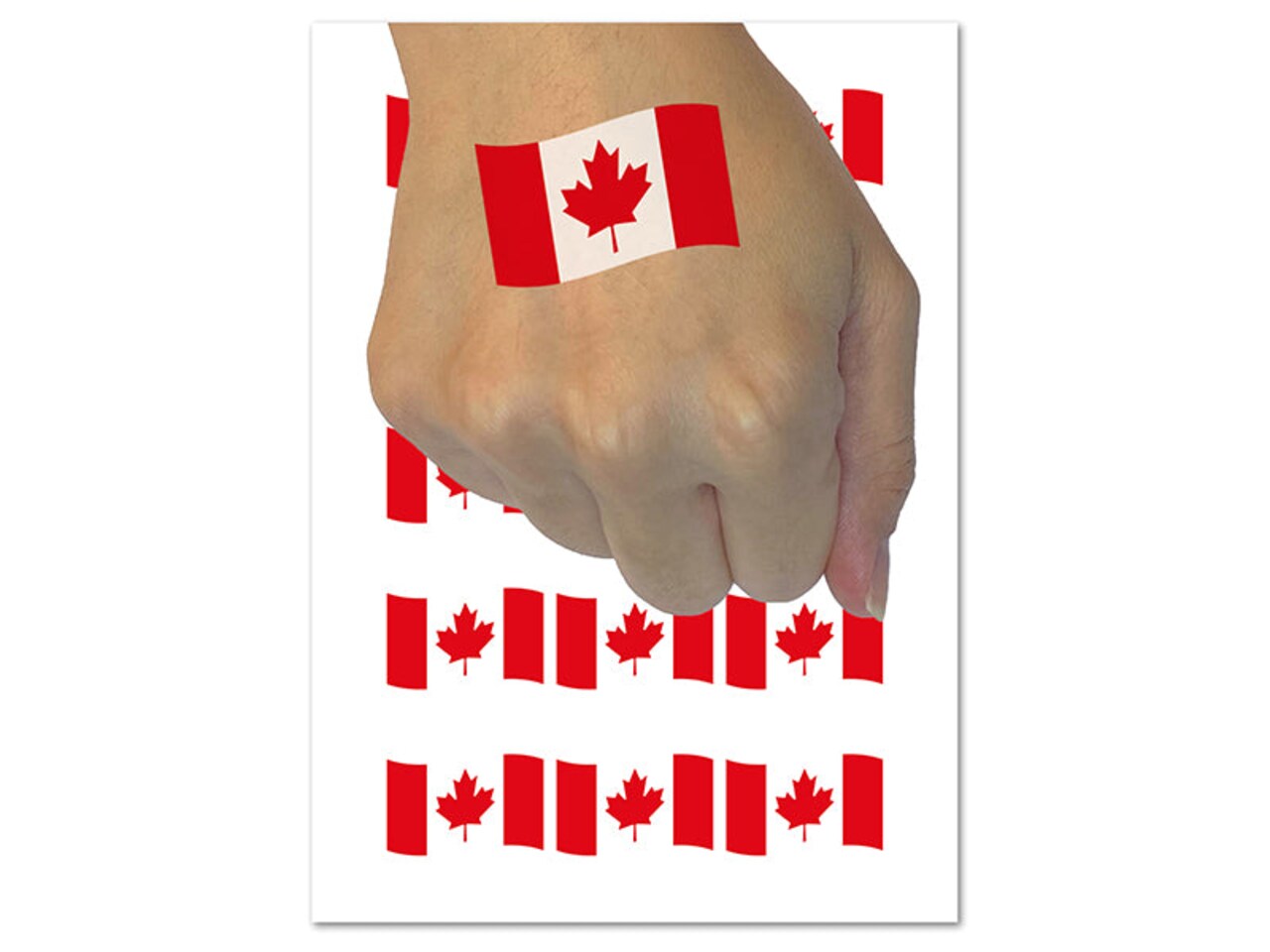 Canada with Waving Flag Cute Temporary Tattoo Water Resistant Fake Body Art Set Collection (1 Sheet)